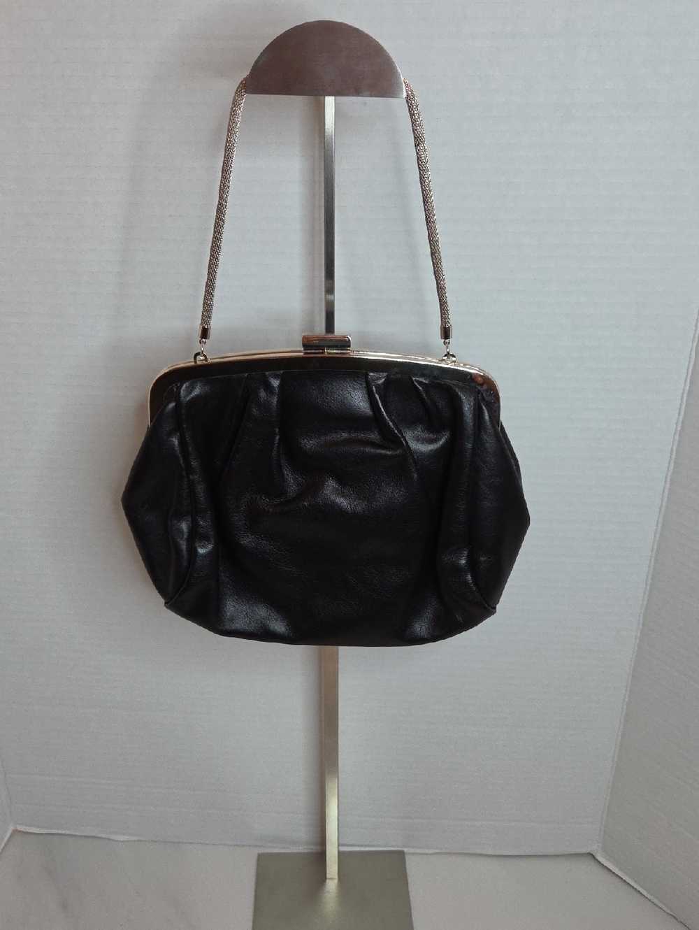 Danier Black Gathered Leather Clutch with Chain Strap